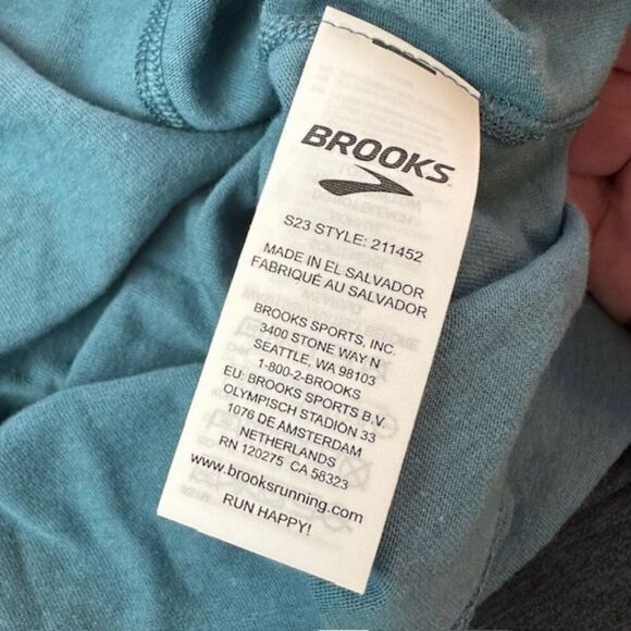 Brooks Distance LS Tee 2.0 Heather Slate Blue/Gradient Stripe (NWT) Size XL - Picture 5 of 8